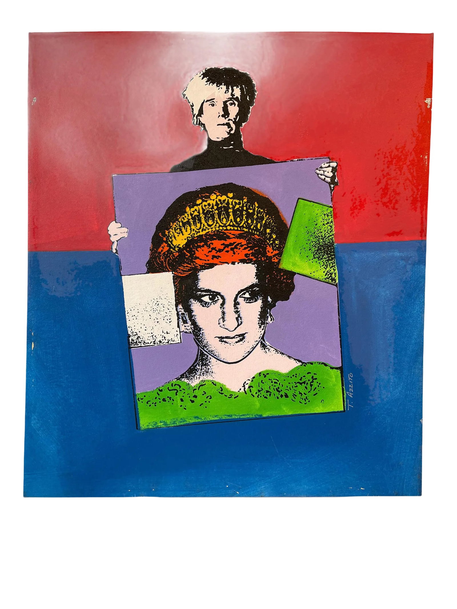 Warhol & Princess Diana Contemporary Pop Art Canvas Print Signed T. Azzito: Warhol & Princess Diana Acrylic on Canvas T. Azzito Condition: Alterations: Original Condition Unaltered Imperfections: Some Imperfections Condition Notes: Some slight sings of wear Origin: United