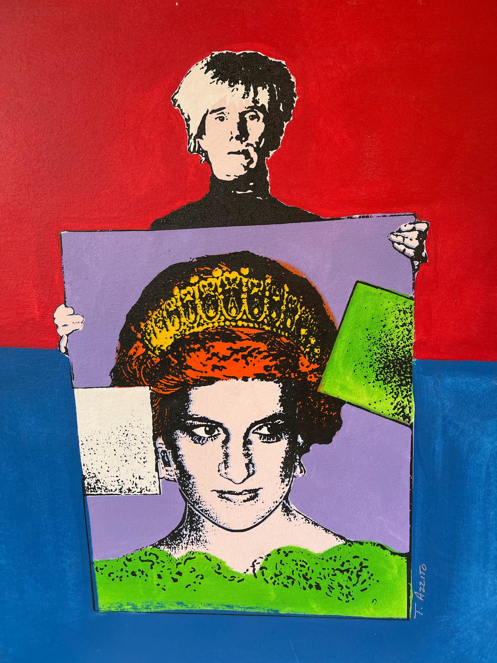 Warhol & Princess Diana Contemporary Pop Art Canvas Print Signed T. Azzito - 3