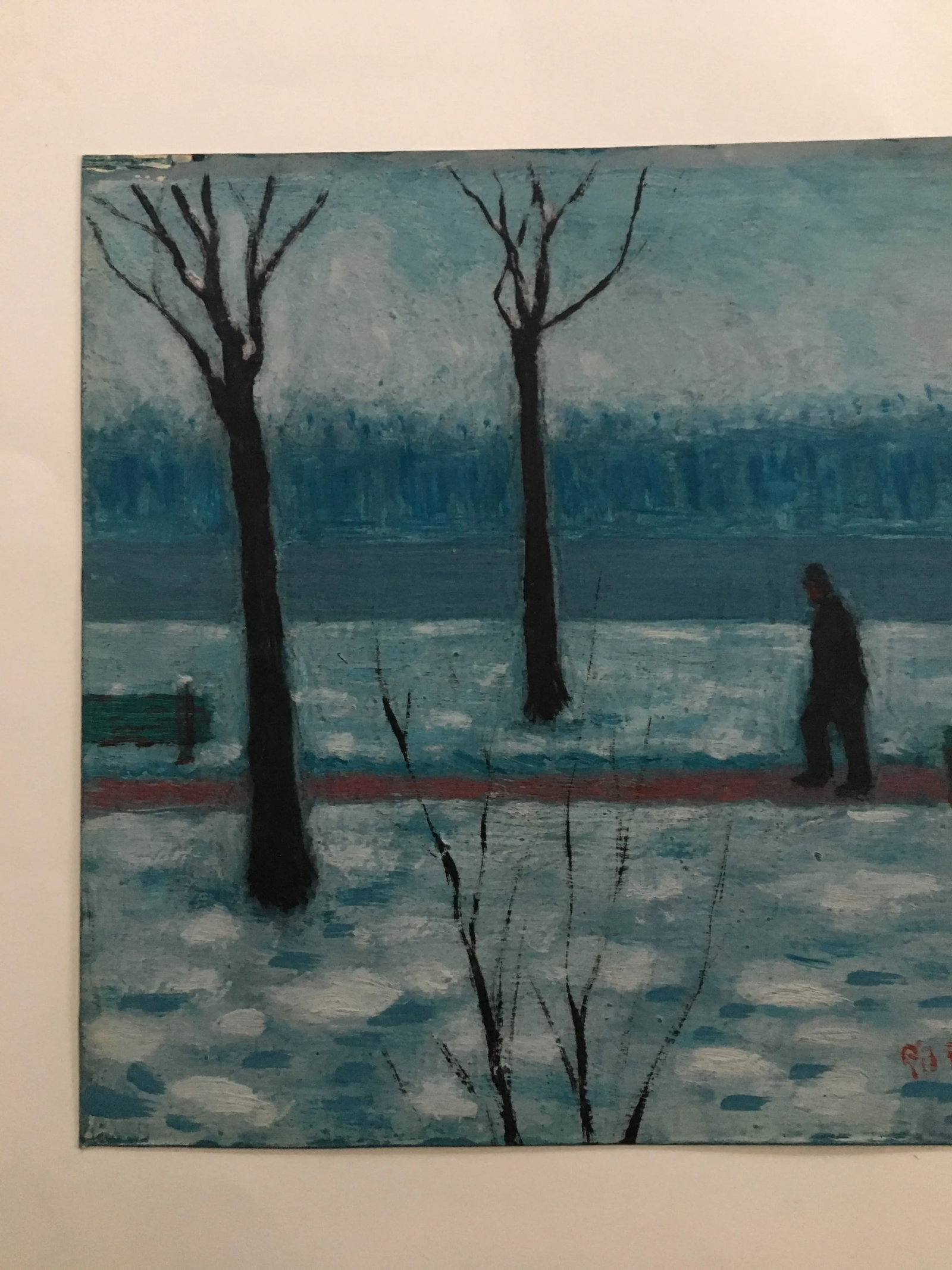 1930s Swiss Winter Landscape Oil Painting on Paper by Georges Froidevaux - 7