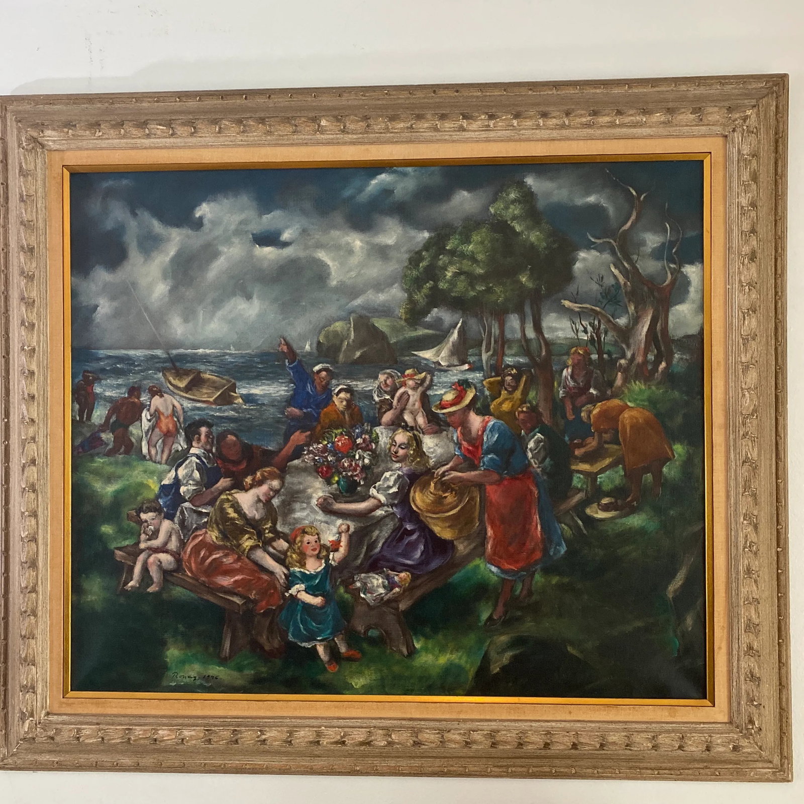 1946 Expressionist Modern Figurative Oil Painting on Canvas, Framed - 2