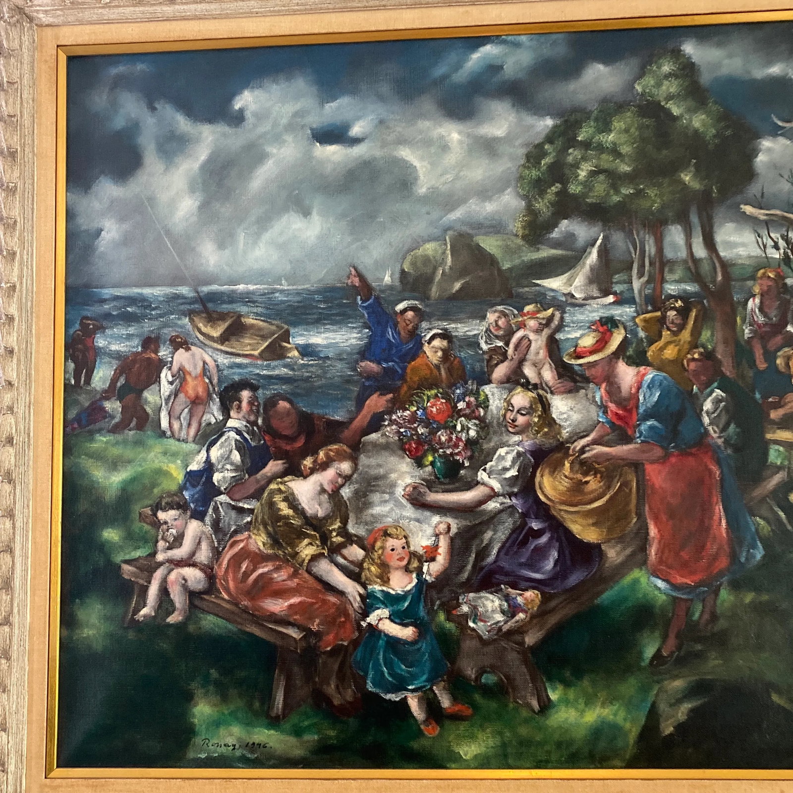 1946 Expressionist Modern Figurative Oil Painting on Canvas, Framed - 3