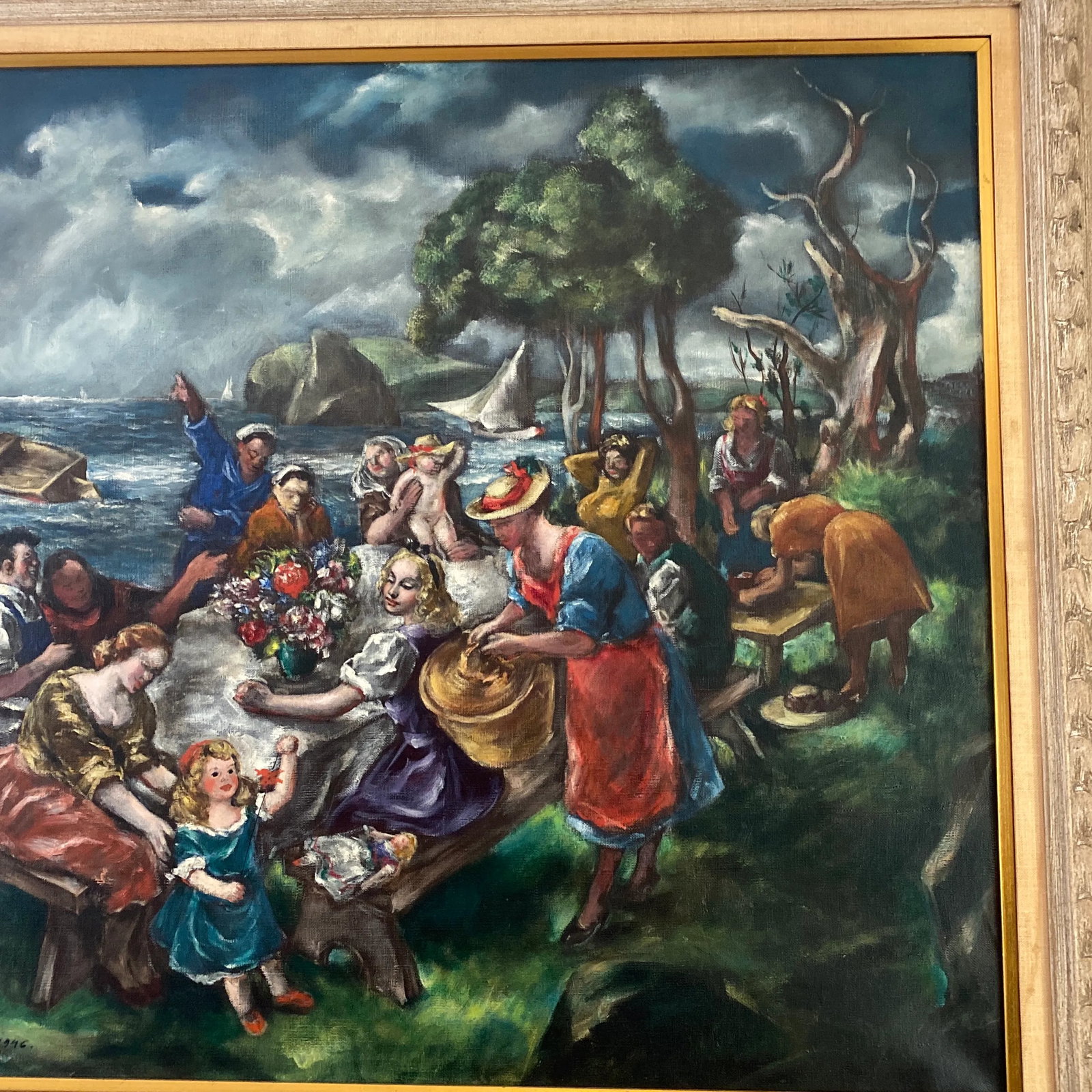 1946 Expressionist Modern Figurative Oil Painting on Canvas, Framed - 4