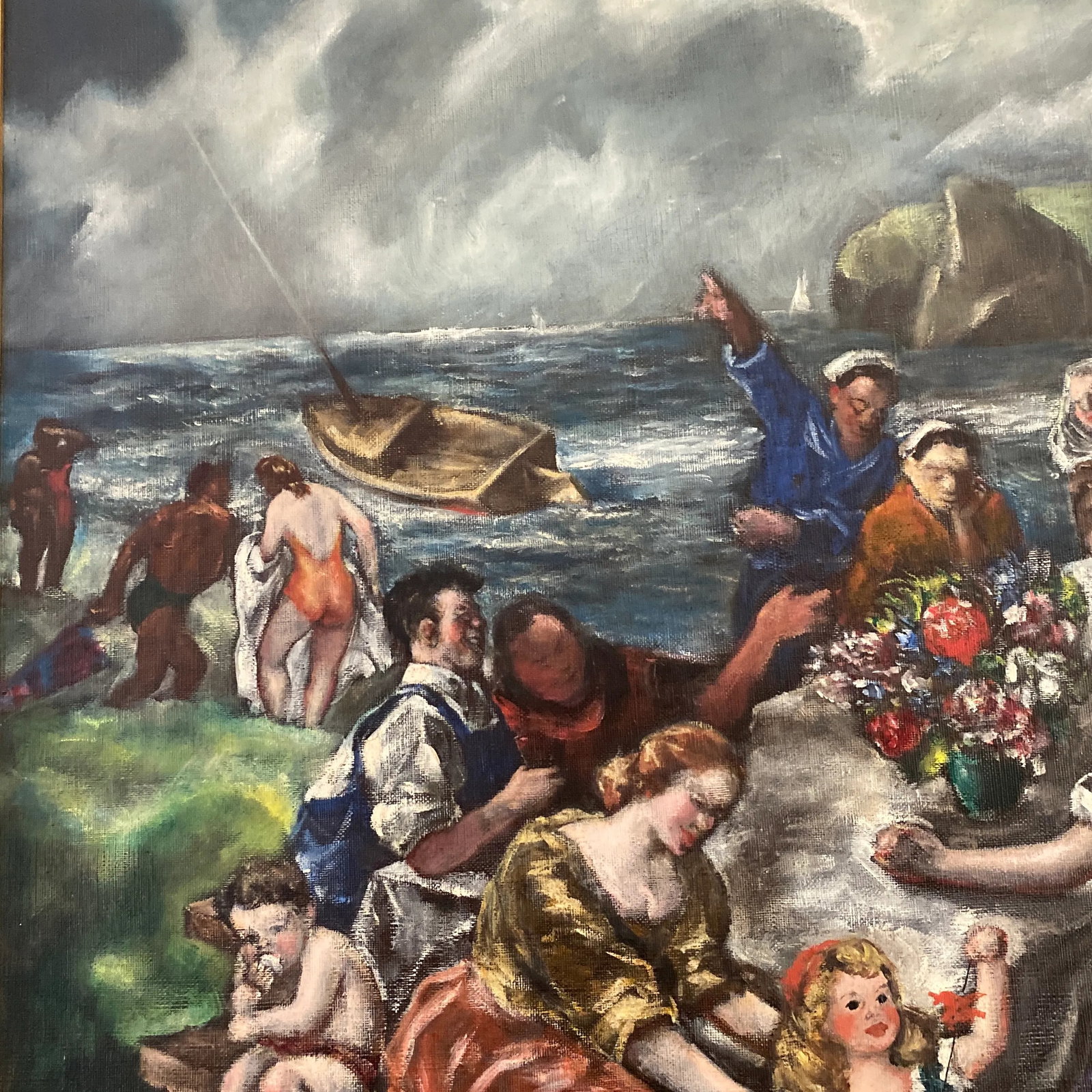 1946 Expressionist Modern Figurative Oil Painting on Canvas, Framed - 5