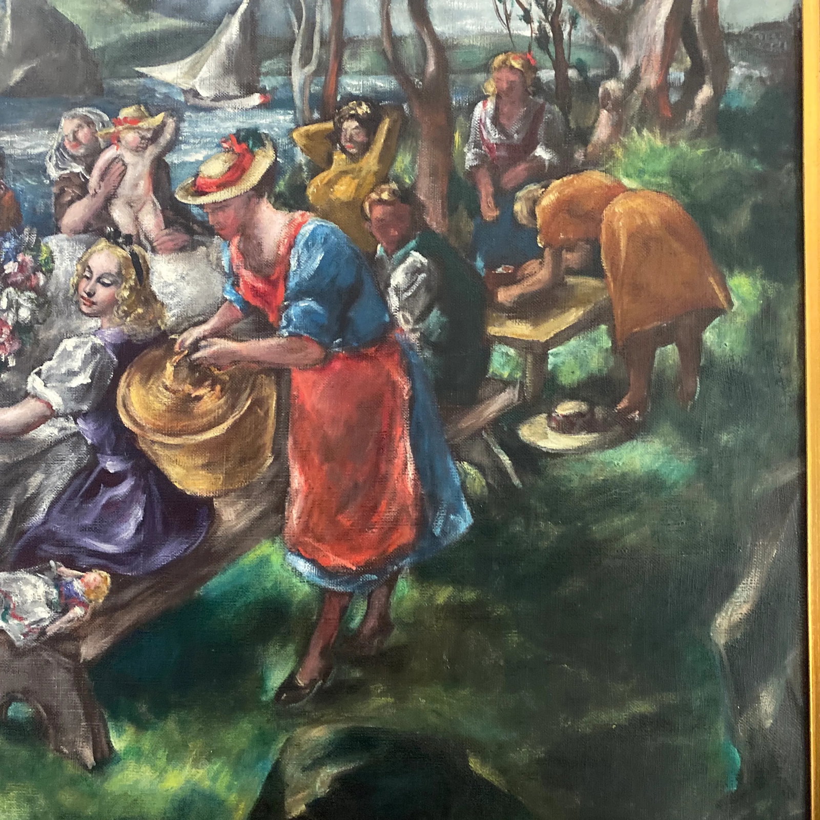 1946 Expressionist Modern Figurative Oil Painting on Canvas, Framed - 7