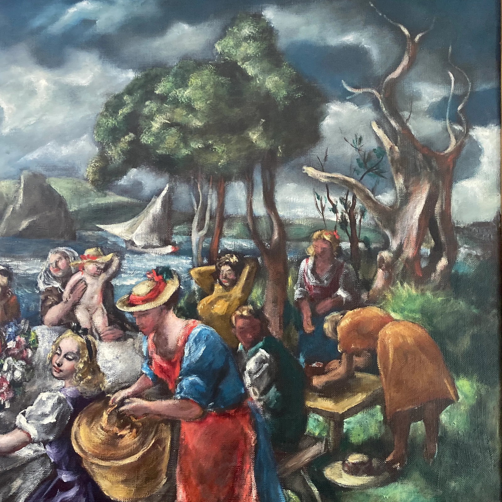 1946 Expressionist Modern Figurative Oil Painting on Canvas, Framed - 8