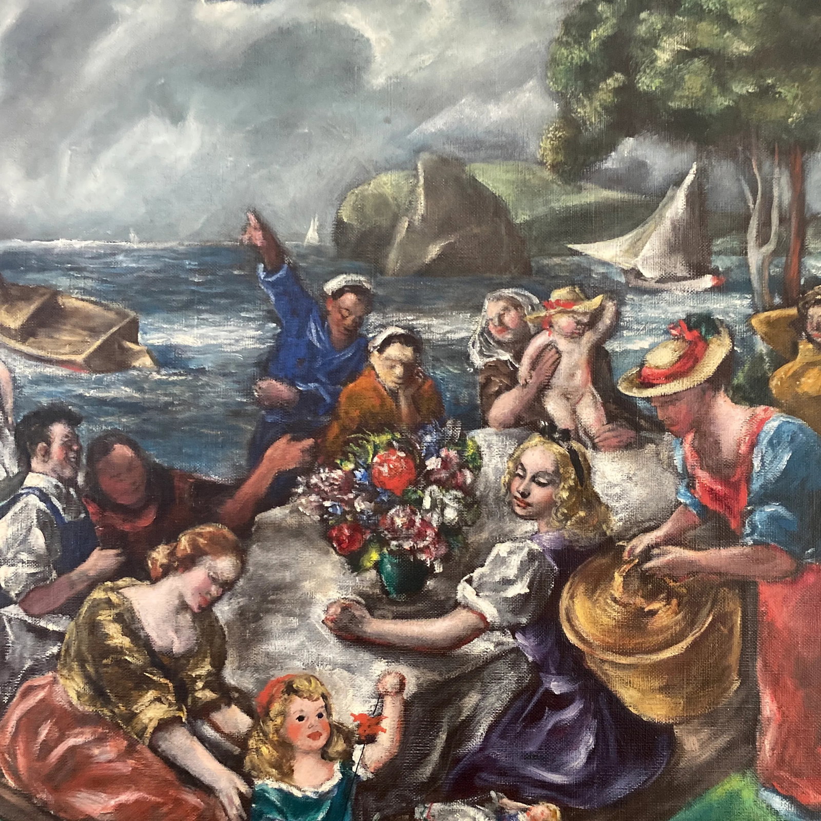 1946 Expressionist Modern Figurative Oil Painting on Canvas, Framed - 9