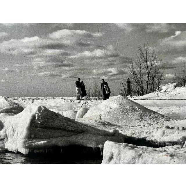 1950s Lake Michigan Large Black and White Mounted Photograph - 2