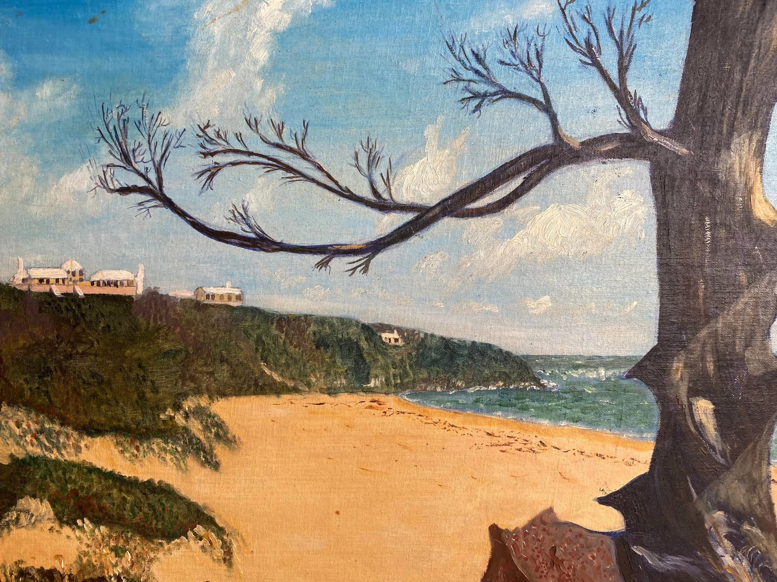 Mid 20th Century Bahama Beach Scene Oil Painting, Framed - 4