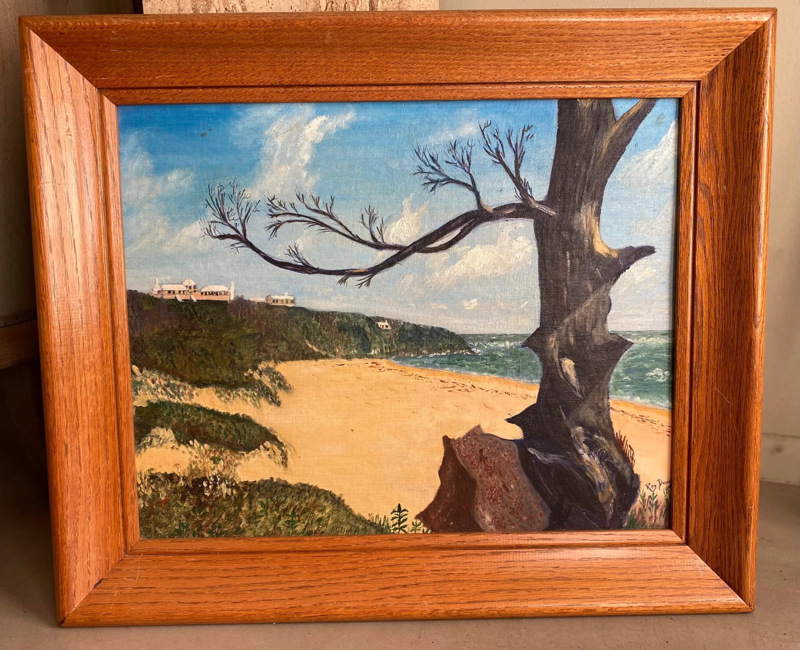 Mid 20th Century Bahama Beach Scene Oil Painting, Framed - 7