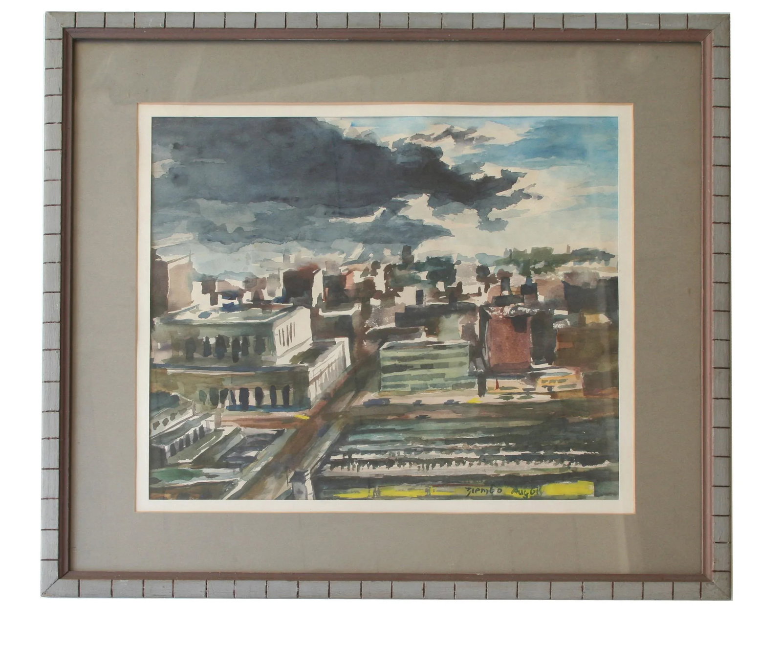 Vintage Cityscape Watercolor Painting - 2