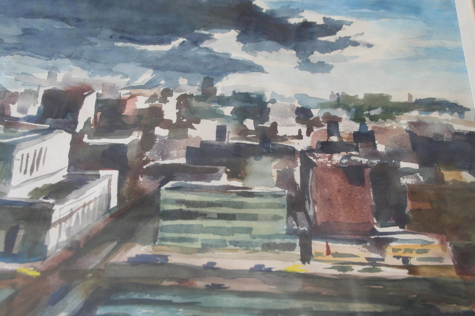 Vintage Cityscape Watercolor Painting - 3