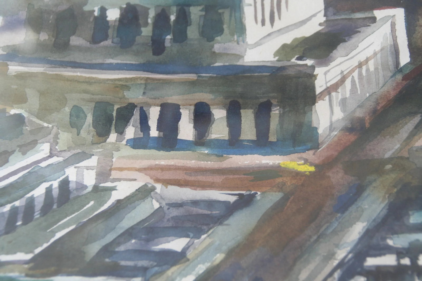 Vintage Cityscape Watercolor Painting - 4