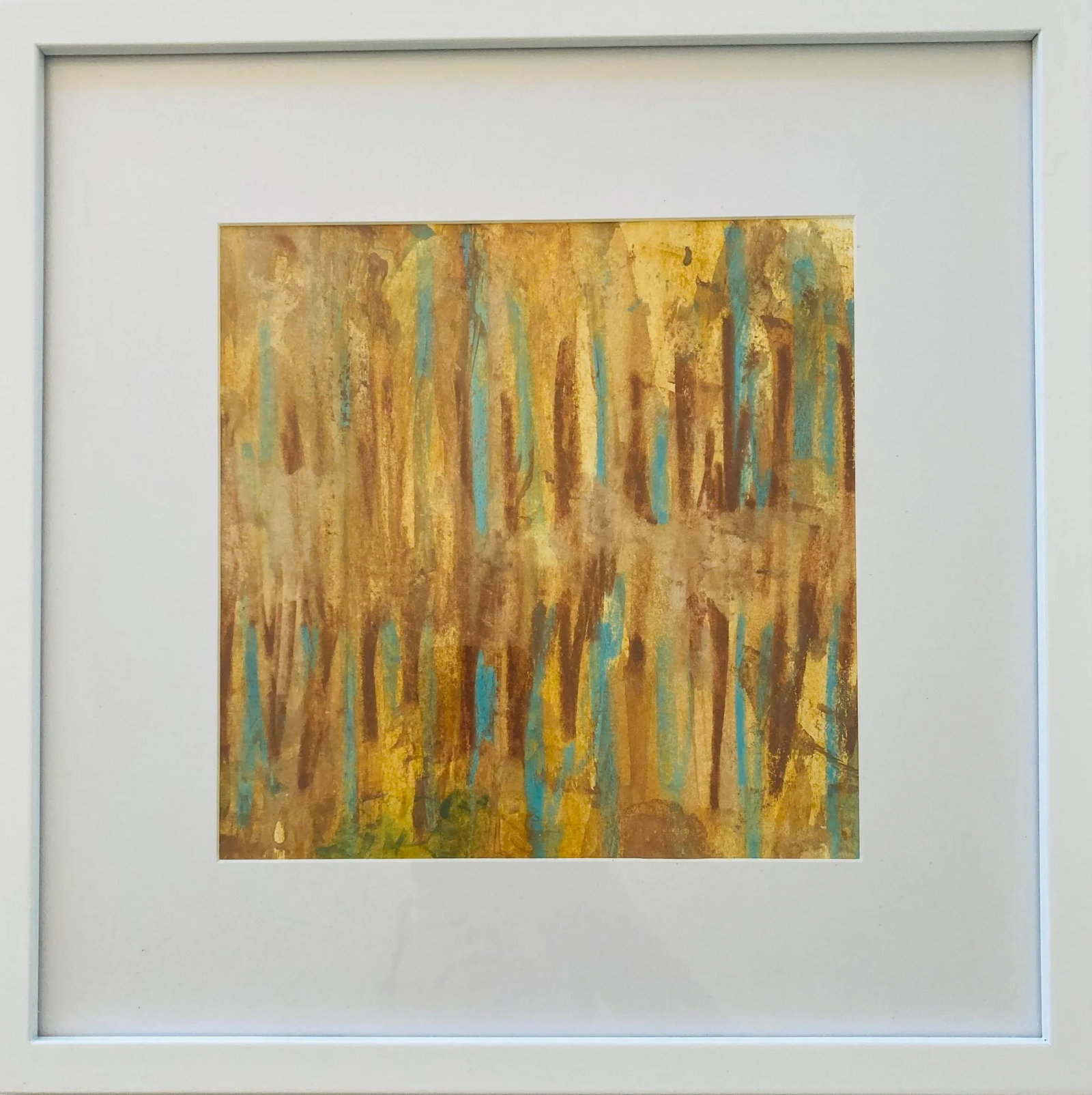 Summer Grass Contemporary Original Abstract Landscape Mixed-Media Drawing by Stephanie Cate, Frame (1 of 3)