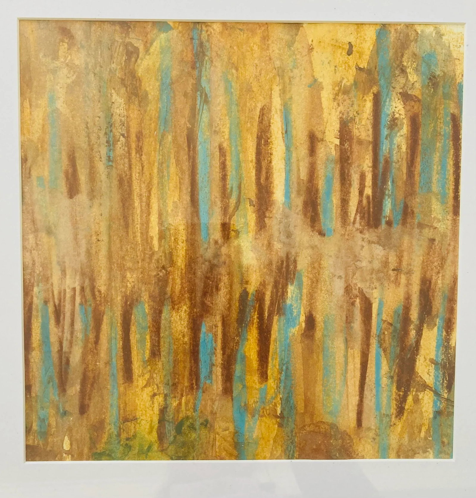 Summer Grass Contemporary Original Abstract Landscape Mixed-Media Drawing by Stephanie Cate, Frame - 3
