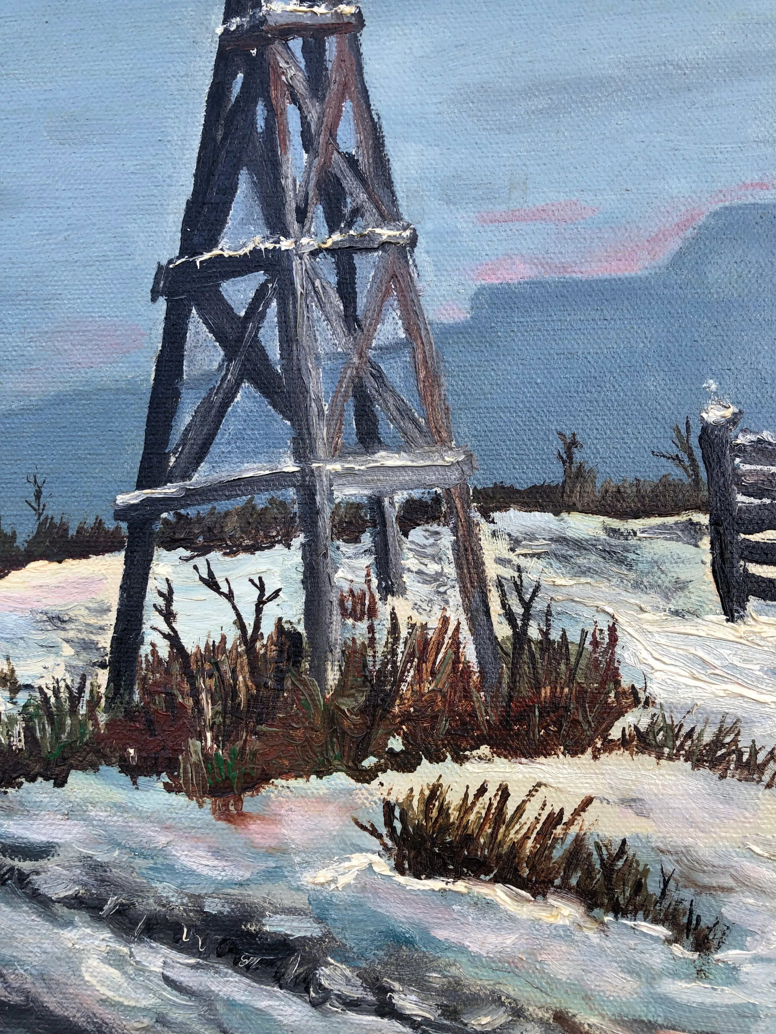 1972 Regionalist Rural Winter Landscape Oil Painting Signed D. Gardner - 4