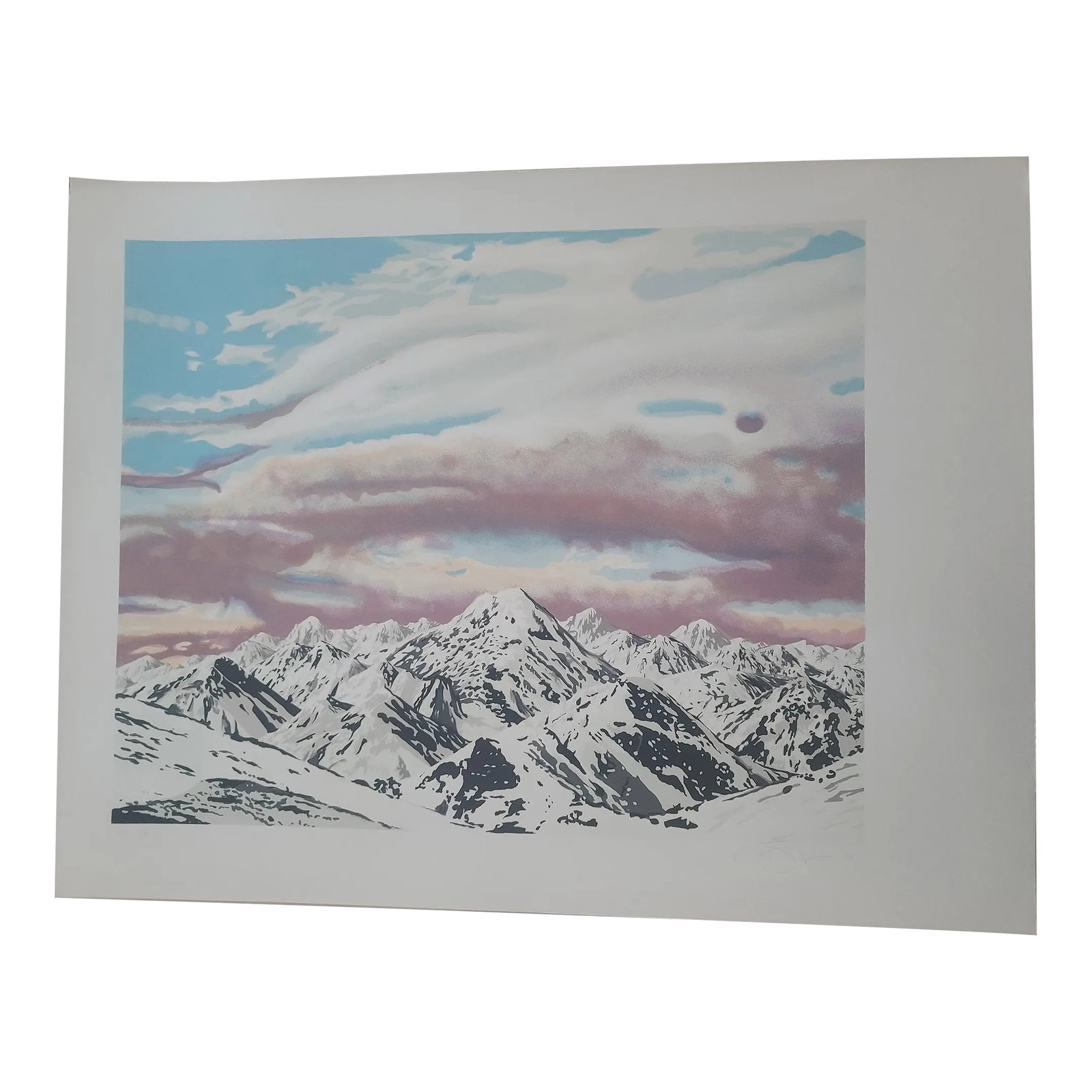 1980 Jon D'Orazio, Sky Over Mountain, Lithograph, Signed and Numbered Artist Proof #1: Artist: Jon D'Orazio, American (1942 - ) Title: Sky Over Mountain Year: 1980 Medium: Lithograph, signed and numbered in pencil Edition: 300, AP 45 Image Size: 19 x 23 inches Size: 23 in. x 30 in. (58.