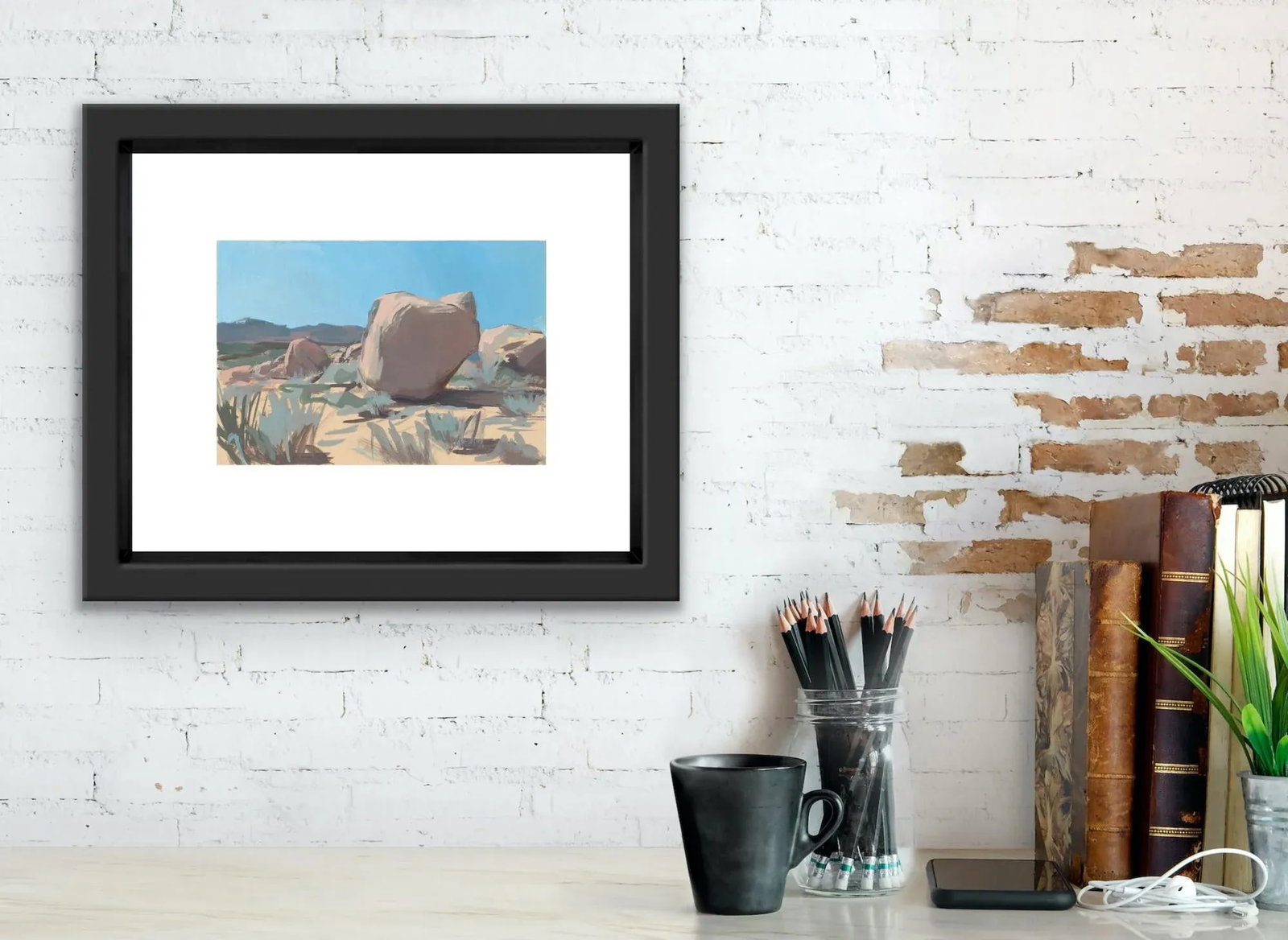 Joshua Tree Landscape Painting, Art Print by Michelle Farro - 2