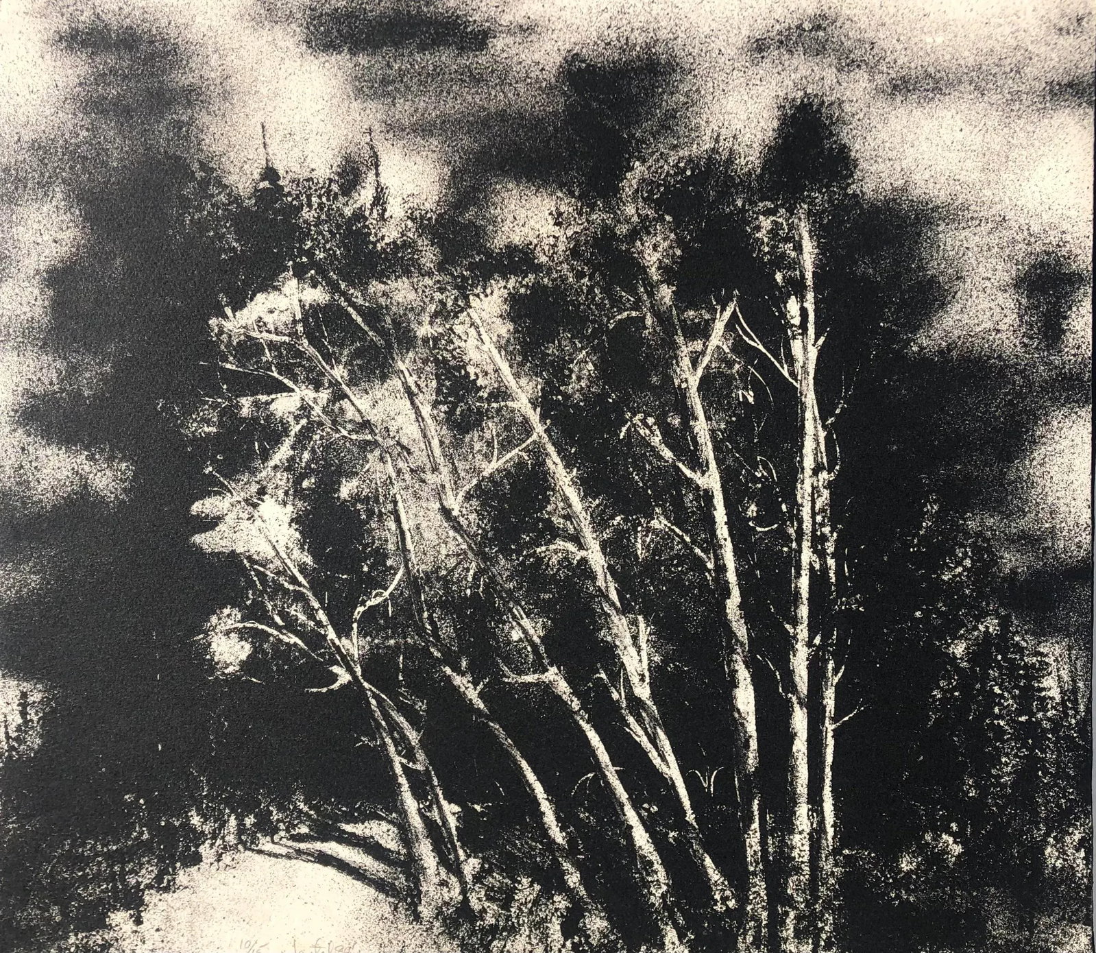 1980 Jantal Abstract Landscape Lithograph: 1980 black and white landscape lithograph. Pencil signed "Jantal," dated and numbered 10 of 15 lower left. This will be shipped rolled in a tube. Condition: Alterations: Original Condition Unaltered