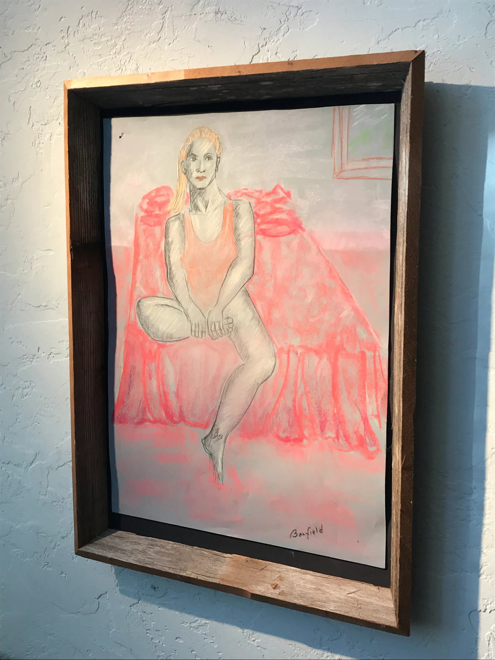 1990s Expressionist Portrait Pastel Drawing of a Sicilian Girl Signed Banfield, Framed - 4