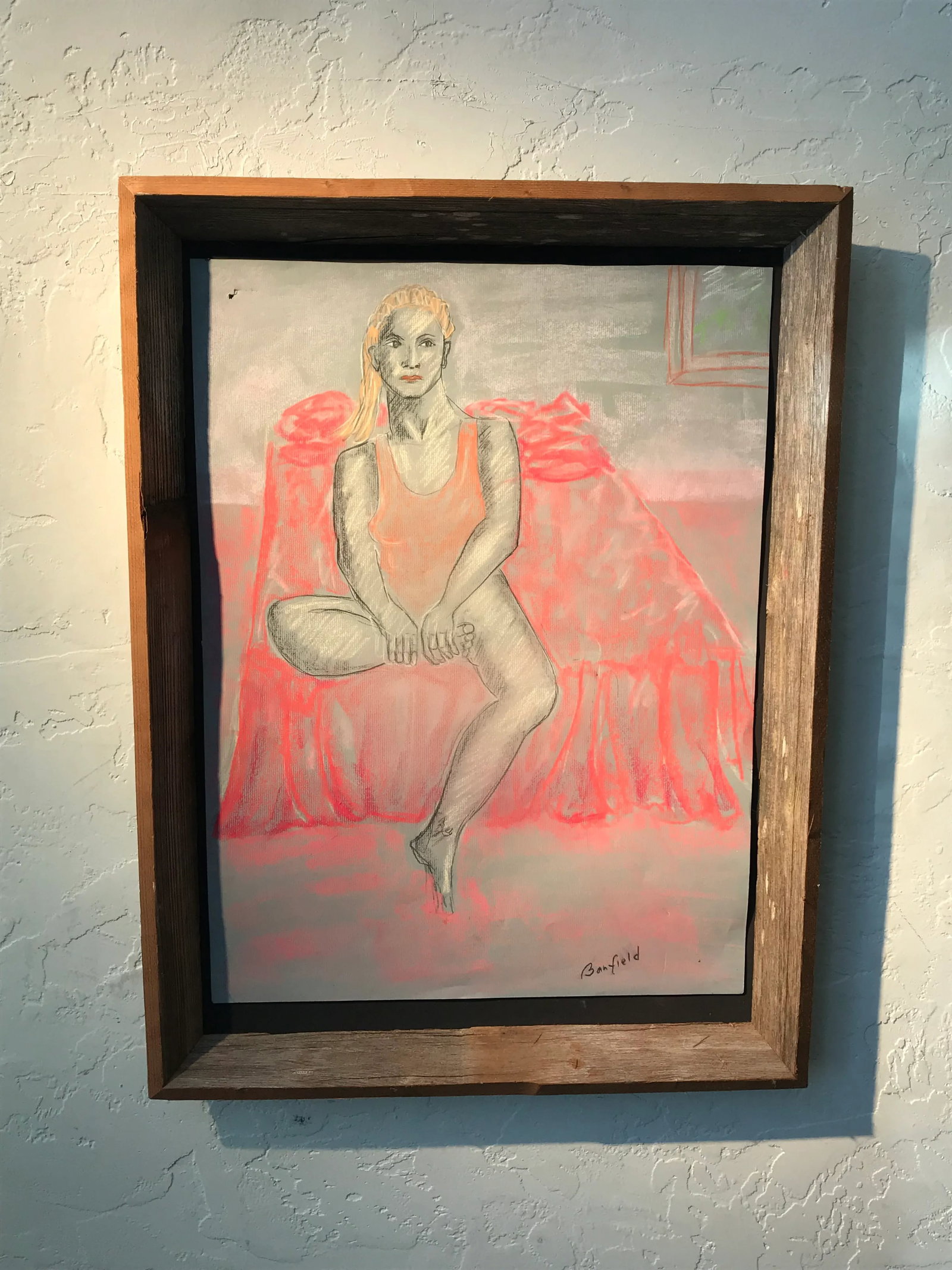 1990s Expressionist Portrait Pastel Drawing of a Sicilian Girl Signed Banfield, Framed - 8
