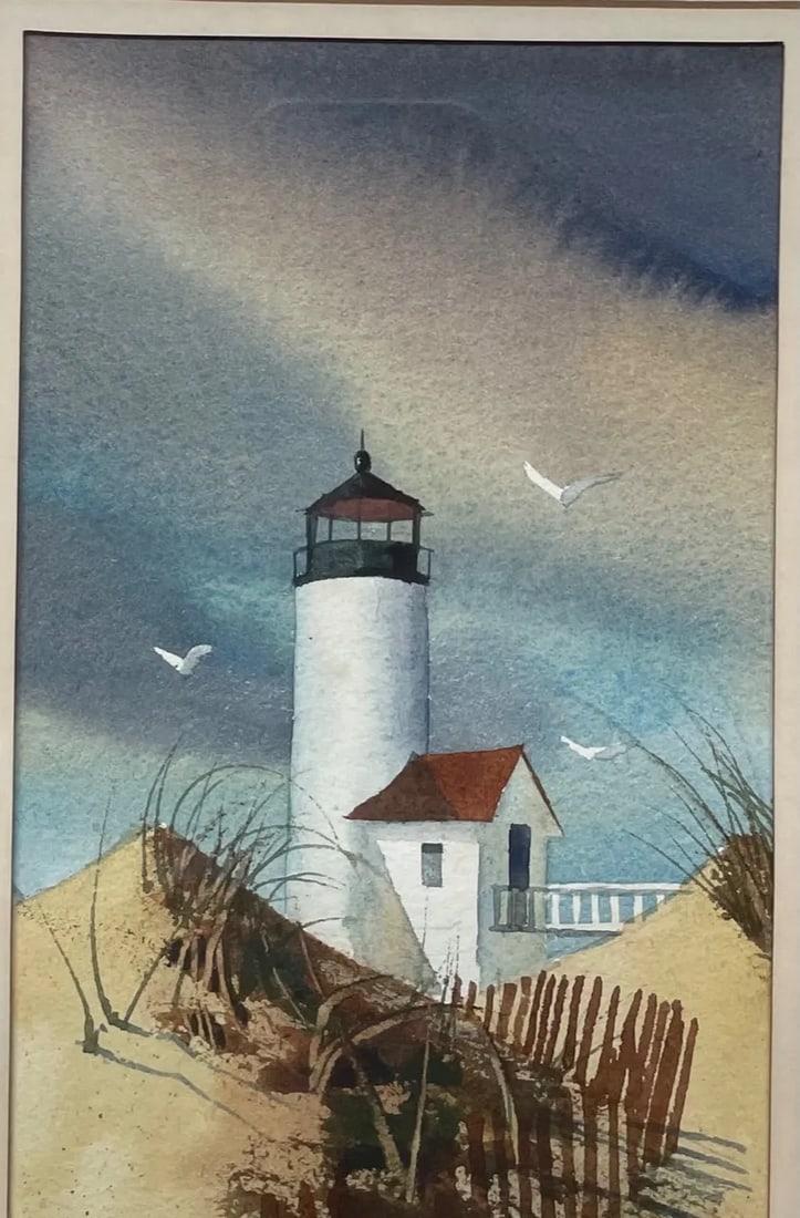 Vintage Donald Allen Mosher 'Rockport Lighthouse' Painting - Straitsmouth Light? - 4