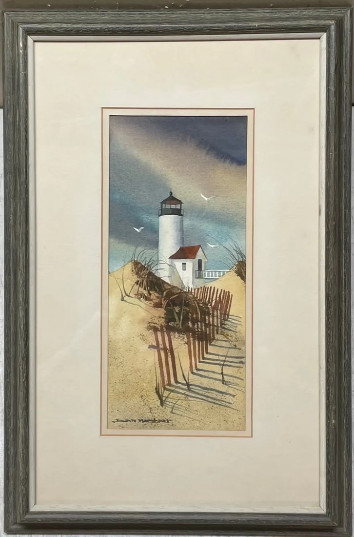 Vintage Donald Allen Mosher 'Rockport Lighthouse' Painting - Straitsmouth Light? - 5
