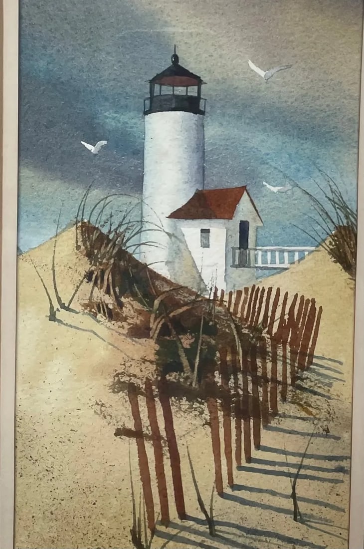 Vintage Donald Allen Mosher 'Rockport Lighthouse' Painting - Straitsmouth Light? - 6