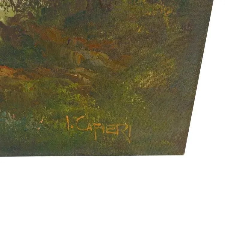 1970s Forest Landscape Oil Painting on Canvas by Irene Cafieri - 6