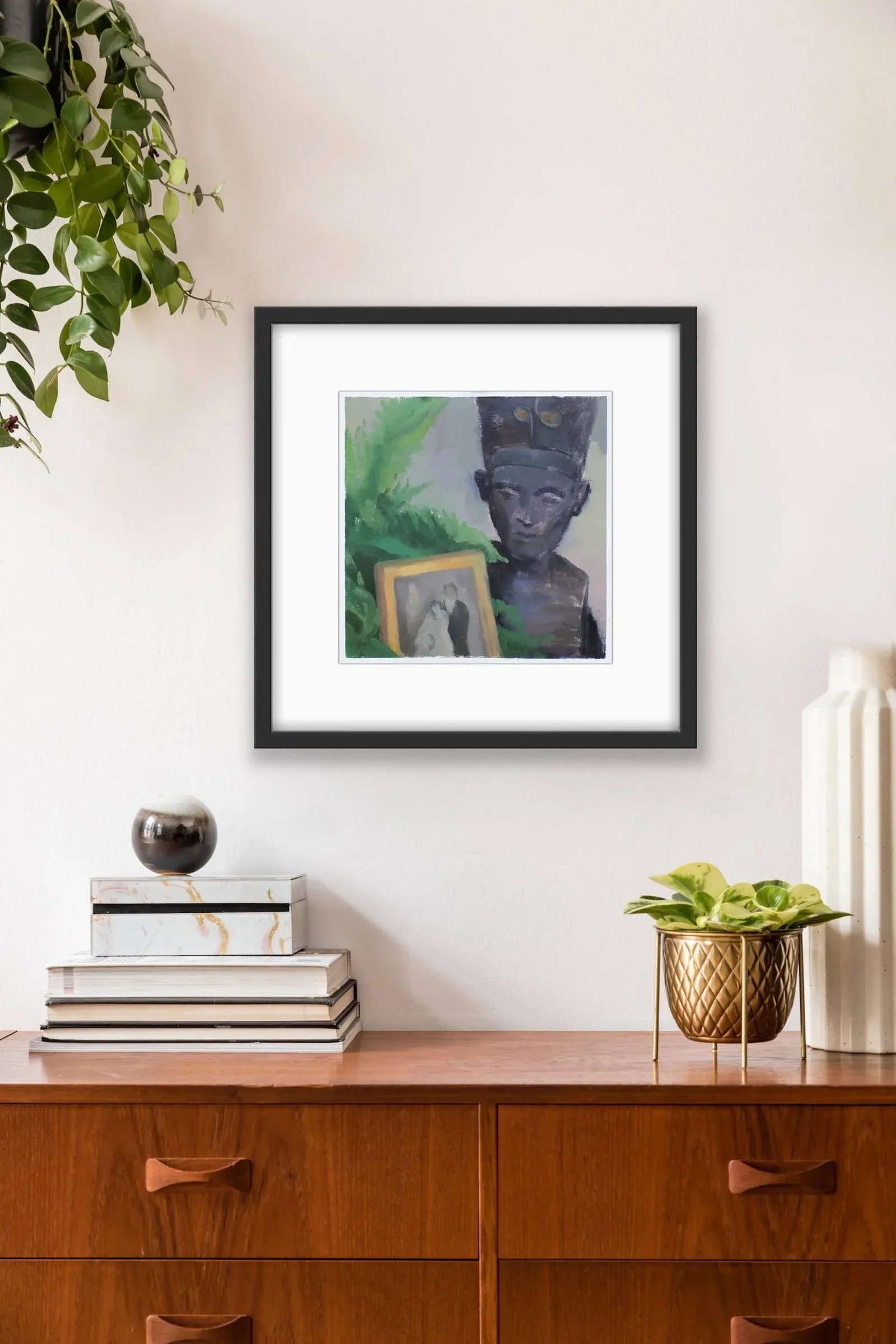 Nefertiti Bust Contemporary Still Life Oil Painting on Paper by Michelle Farro - 10