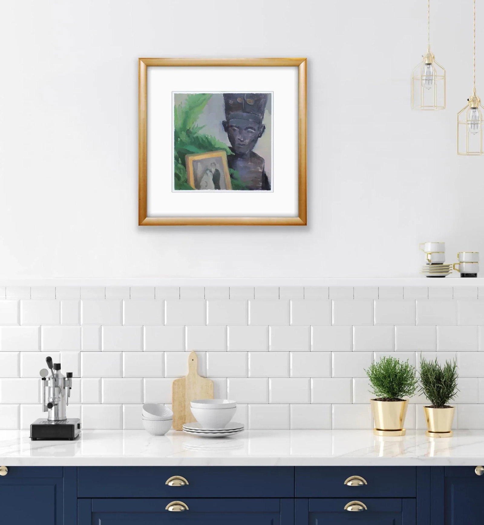 Nefertiti Bust Contemporary Still Life Oil Painting on Paper by Michelle Farro - 2