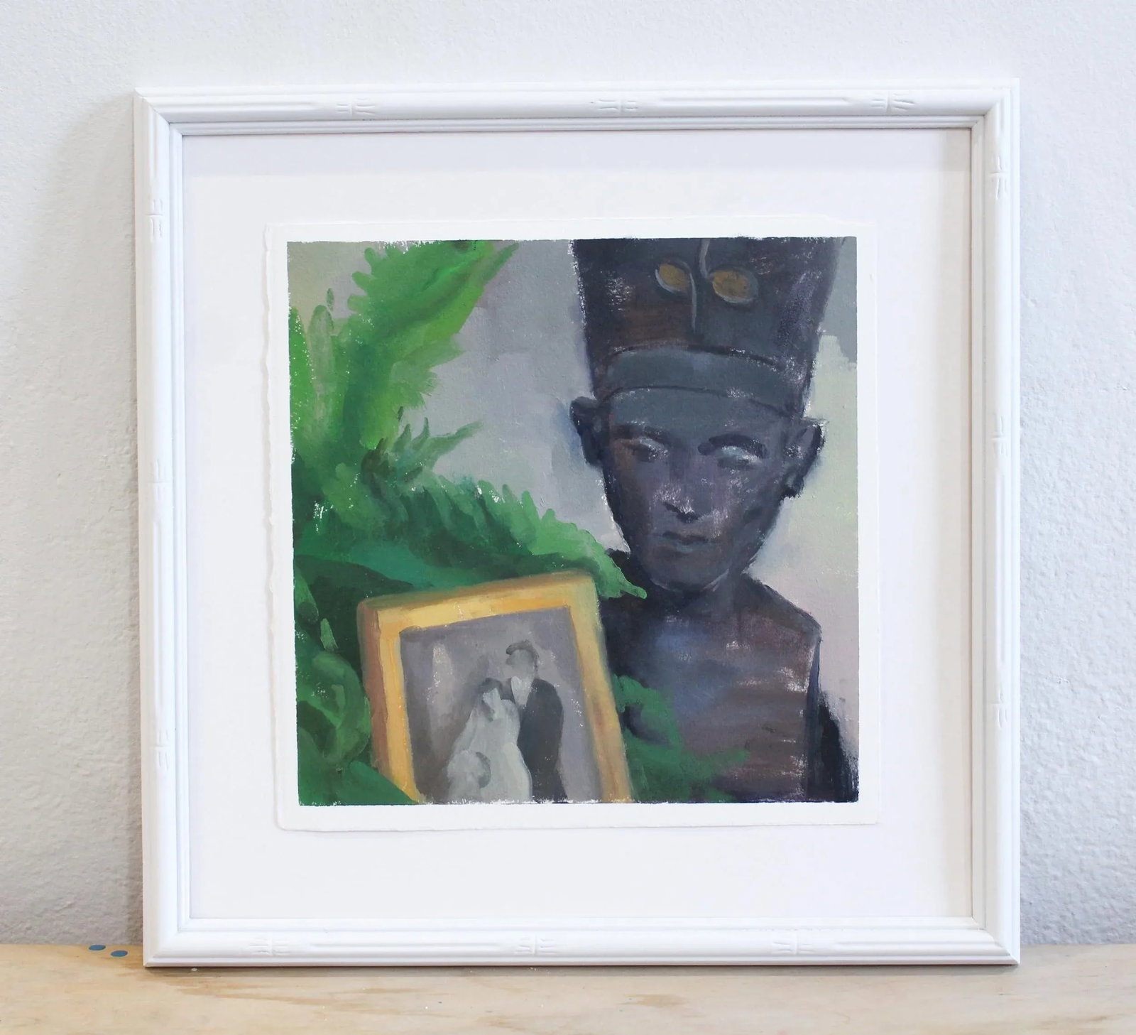 Nefertiti Bust Contemporary Still Life Oil Painting on Paper by Michelle Farro - 3