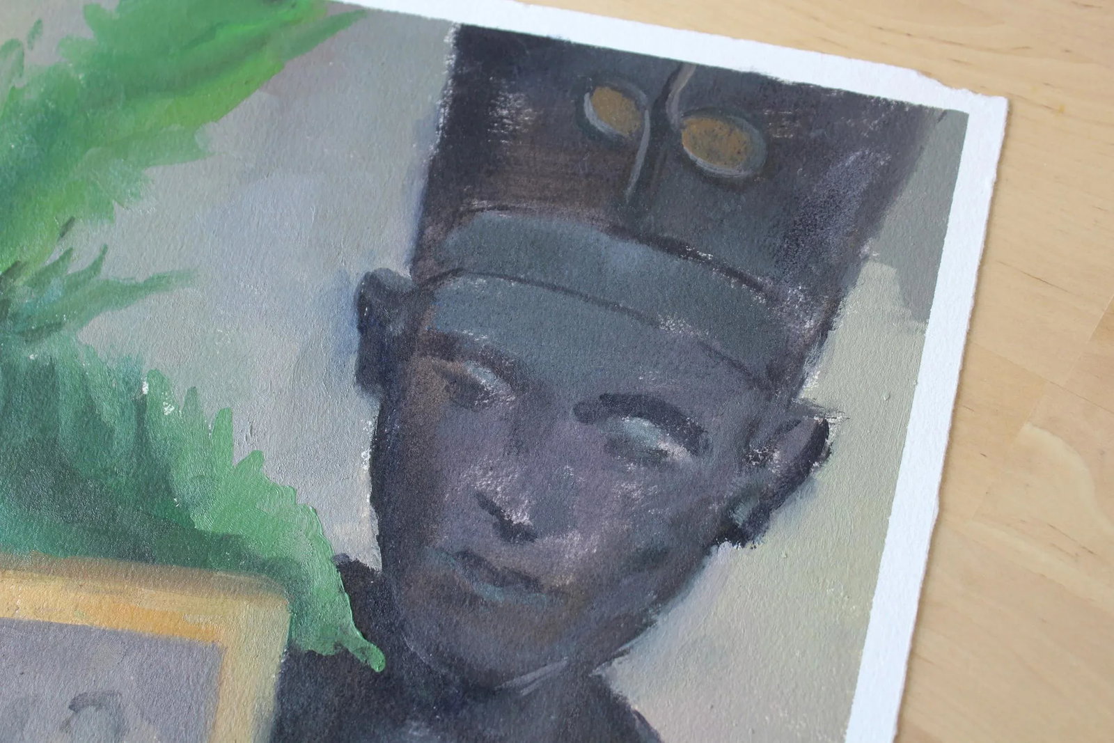 Nefertiti Bust Contemporary Still Life Oil Painting on Paper by Michelle Farro - 8