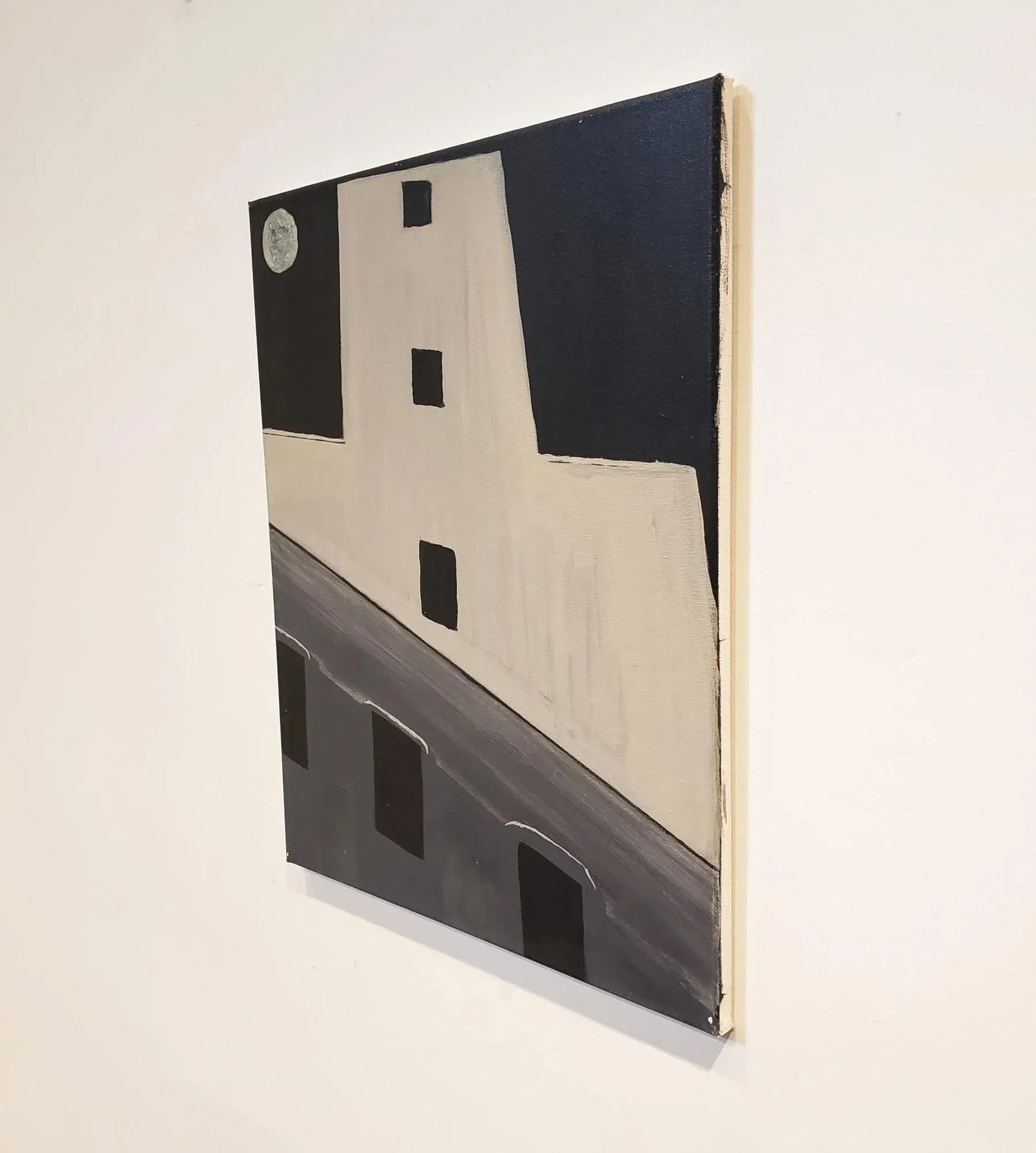 Contemporary Painting of Old Silo Building at Night Downtown Dallas - 2
