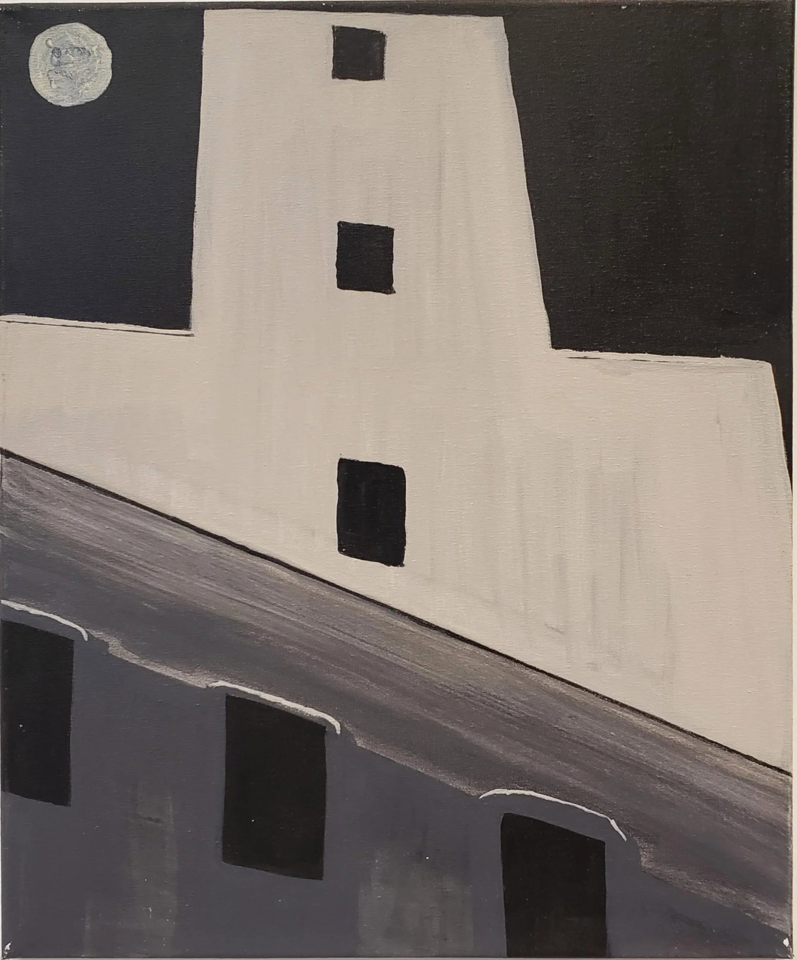 Contemporary Painting of Old Silo Building at Night Downtown Dallas - 6