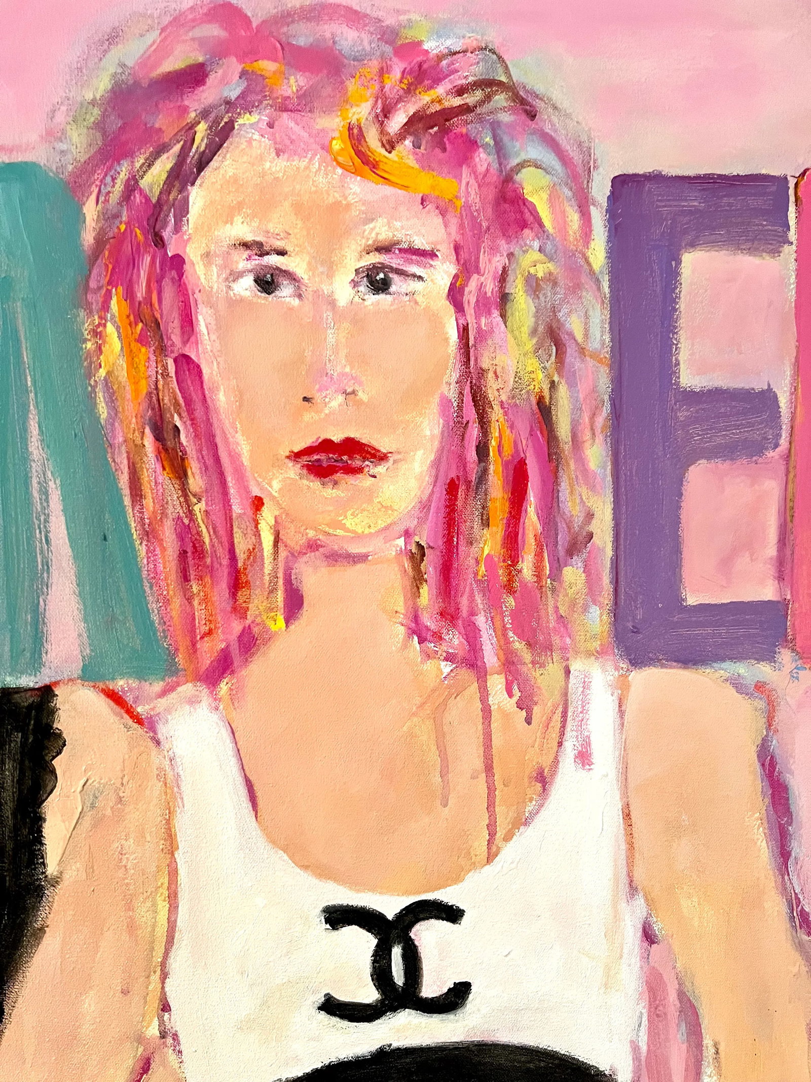 Hello Chanel Contemporary Original Figurative Fashion Painting by Sandy Welch - 2