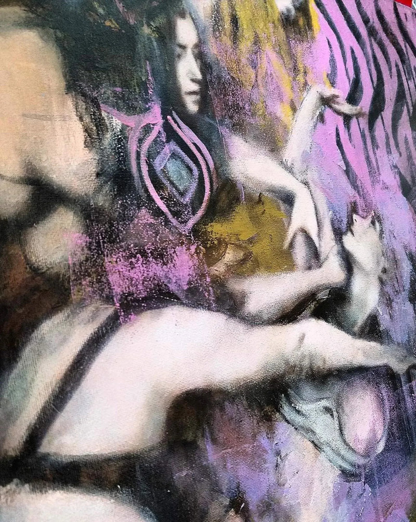 Tug O' War Contemporary Abstract Nude Figure Painting by Louis Braquet - 4
