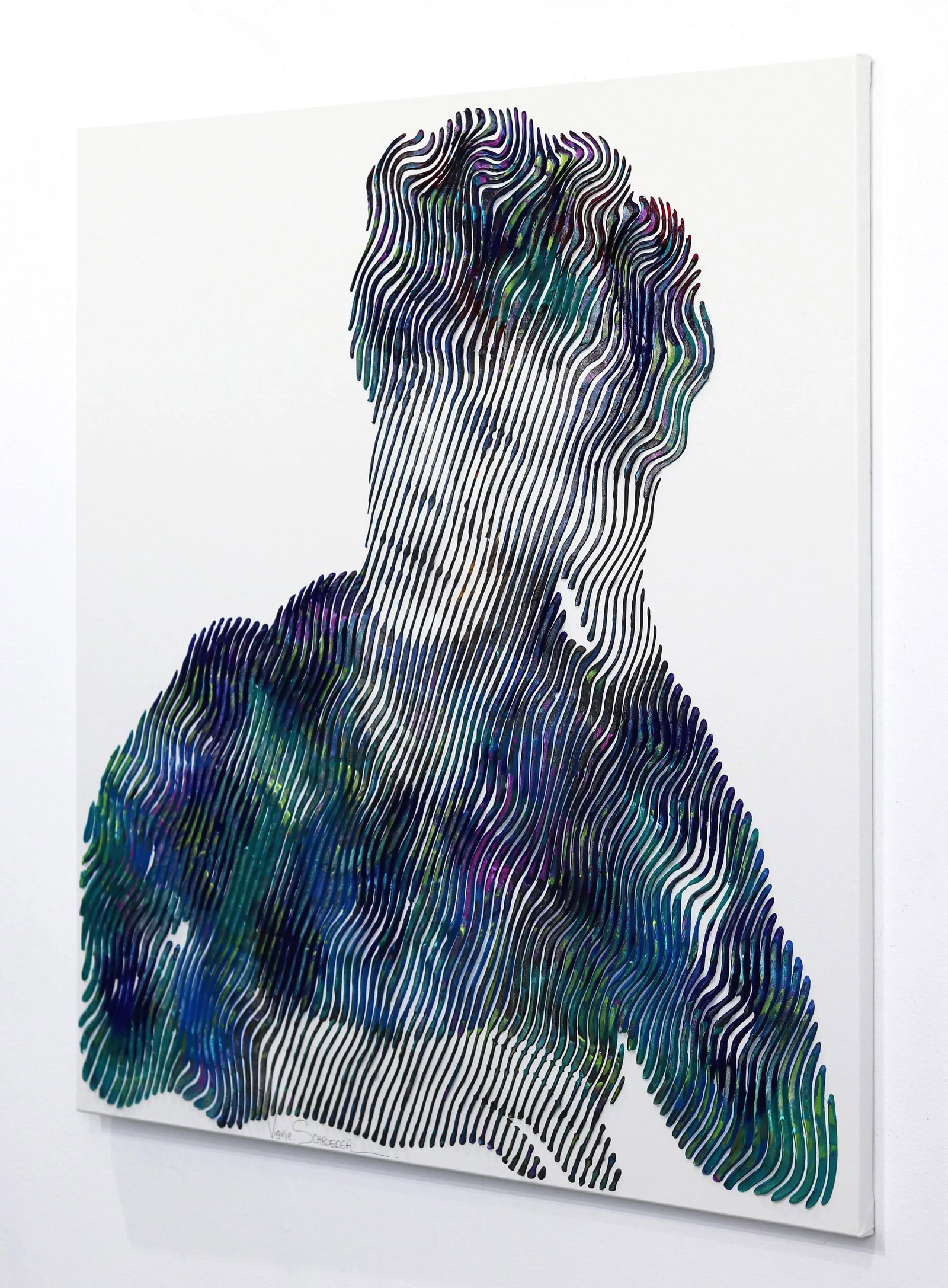 Textural Figurative Pop Art Painting "The Most Talented David Bowie" Original Artwork by Virginie Sc - 6