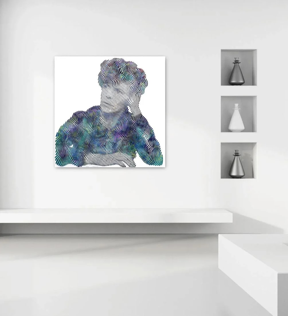 Textural Figurative Pop Art Painting "The Most Talented David Bowie" Original Artwork by Virginie Sc - 7