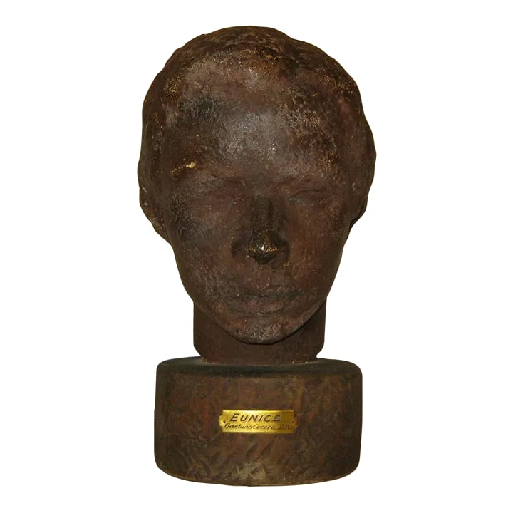 Original 1956 Gaetano Cecere Clay Sculpture Woman Head Bust "Eunice": Original c1956 gaetano cecere (1894-1985) "eunice" sculpture this is an outstanding piece. Done by an incredibly important american sculpture of the 20th century, this is the work of gaetano cecere. F