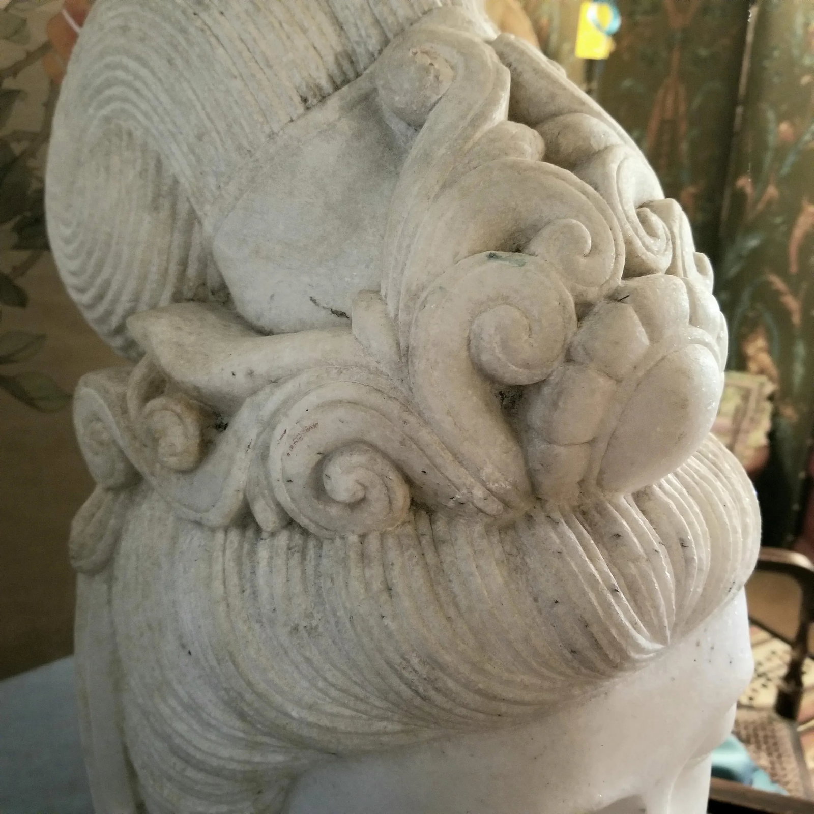 Antique Chinese Male Marble Bust with Black Wooden Pedestal - 6