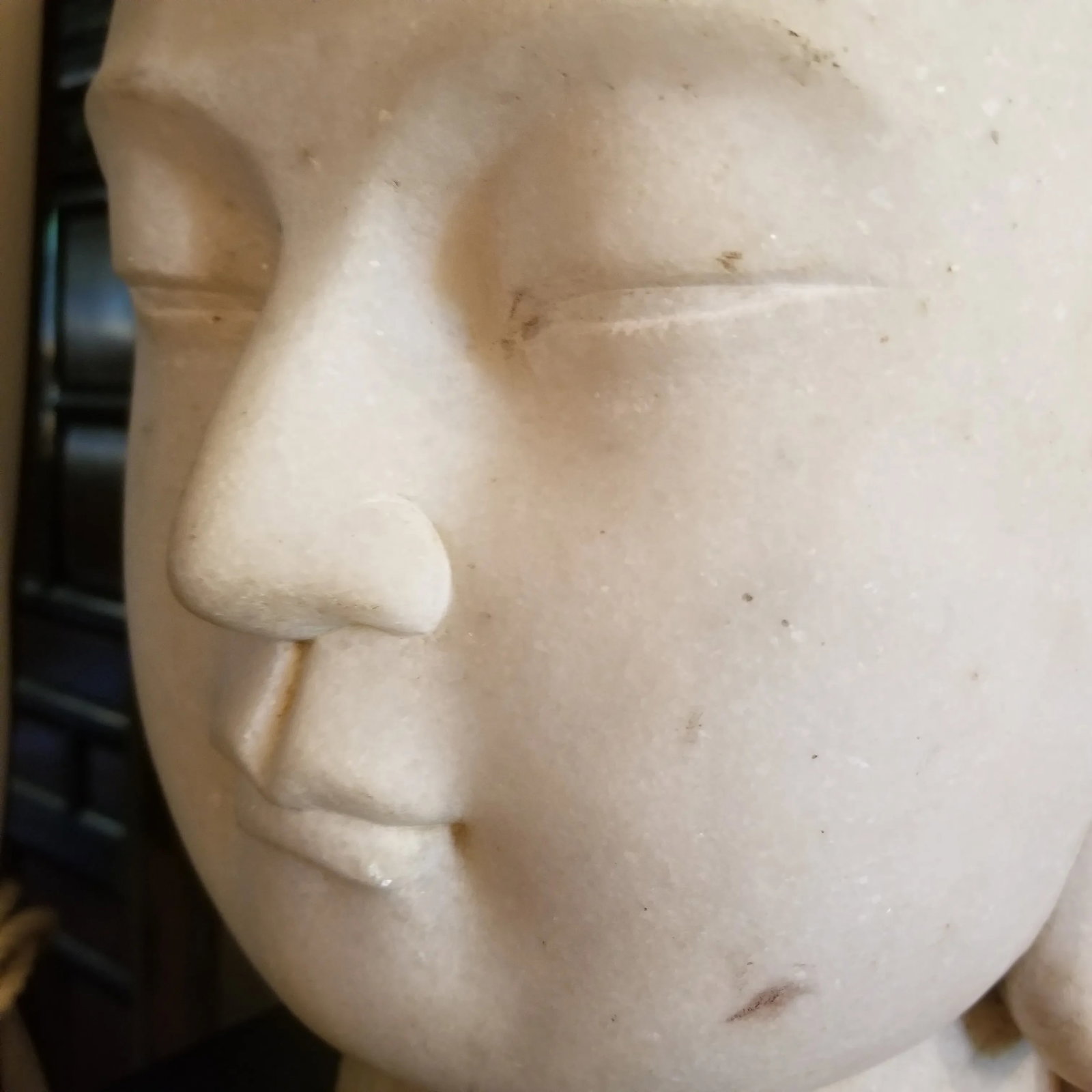 Antique Chinese Male Marble Bust with Black Wooden Pedestal - 7