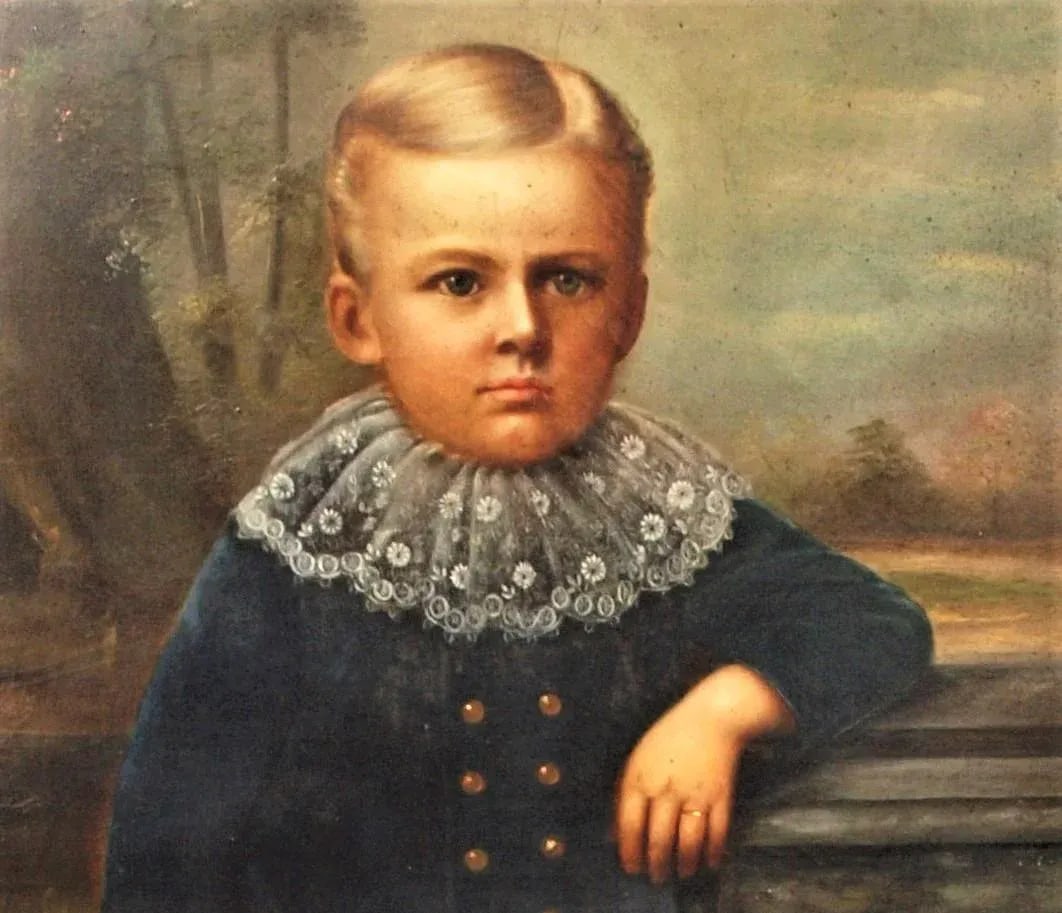Great Antique 1890 Painting of a Child Boy Over 4 Feet Tall - 3