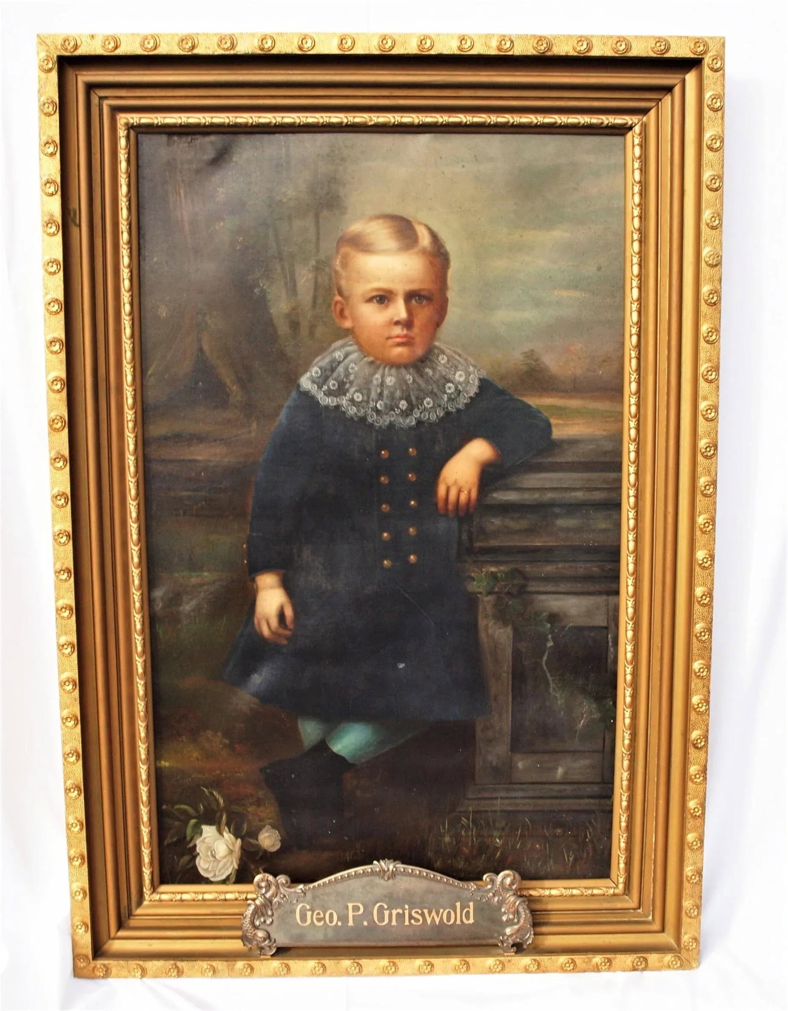 Great Antique 1890 Painting of a Child Boy Over 4 Feet Tall - 5