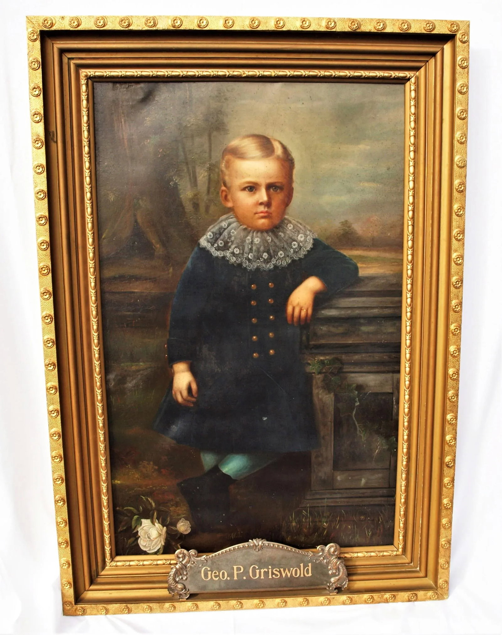Great Antique 1890 Painting of a Child Boy Over 4 Feet Tall - 6