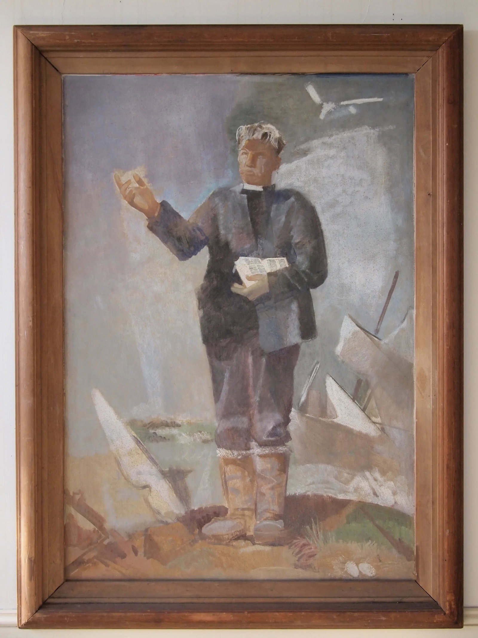 Original 1957 George Matthews Harding Portrait Painting Oil Painting of a Preacher, Framed - 13