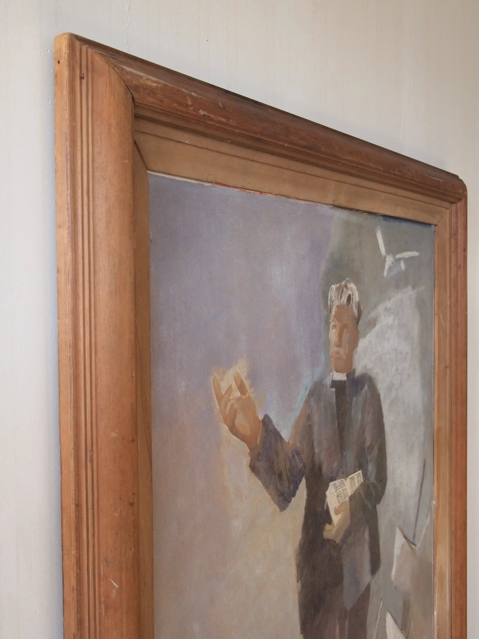Original 1957 George Matthews Harding Portrait Painting Oil Painting of a Preacher, Framed - 9