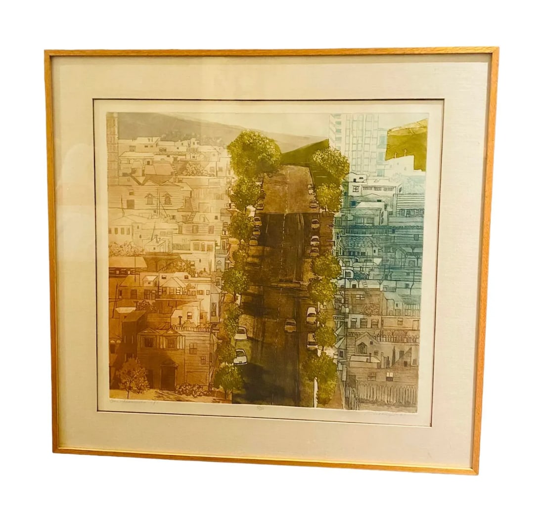 1990s San Francisco- Up Signed Rusta Groewe Numbered Serigraph Watercolor Print - 13