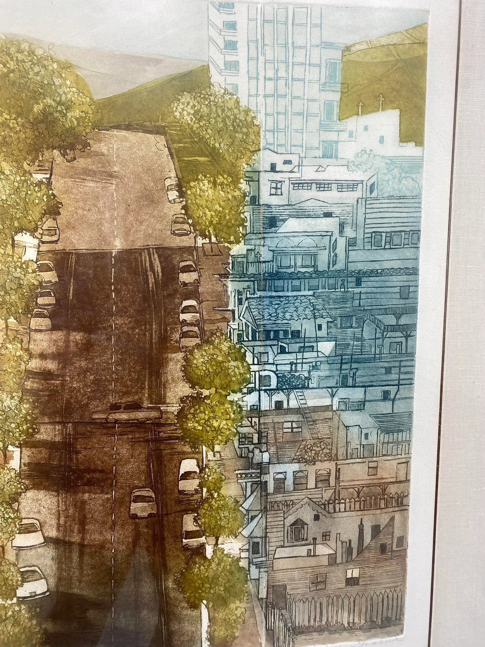 1990s San Francisco- Up Signed Rusta Groewe Numbered Serigraph Watercolor Print - 6