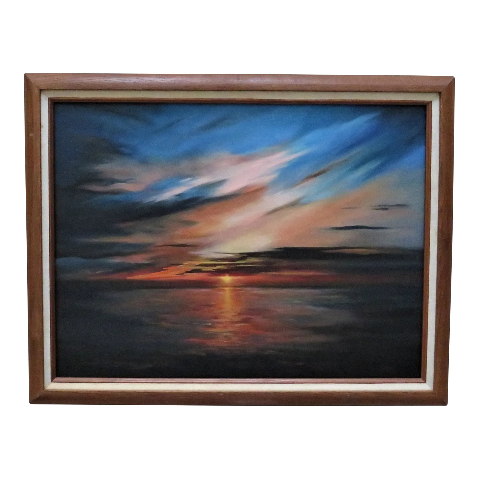 Cape Cod Seascape Oil Painting "Sunrise Over the Bay" Coastal Signed: This is a FABULOUS vintage painting capturing the exquisite beauty of a Cape Cod sunrise in all its bold and colorful splendor. Just one of the many attractions that seduces people from all over the w