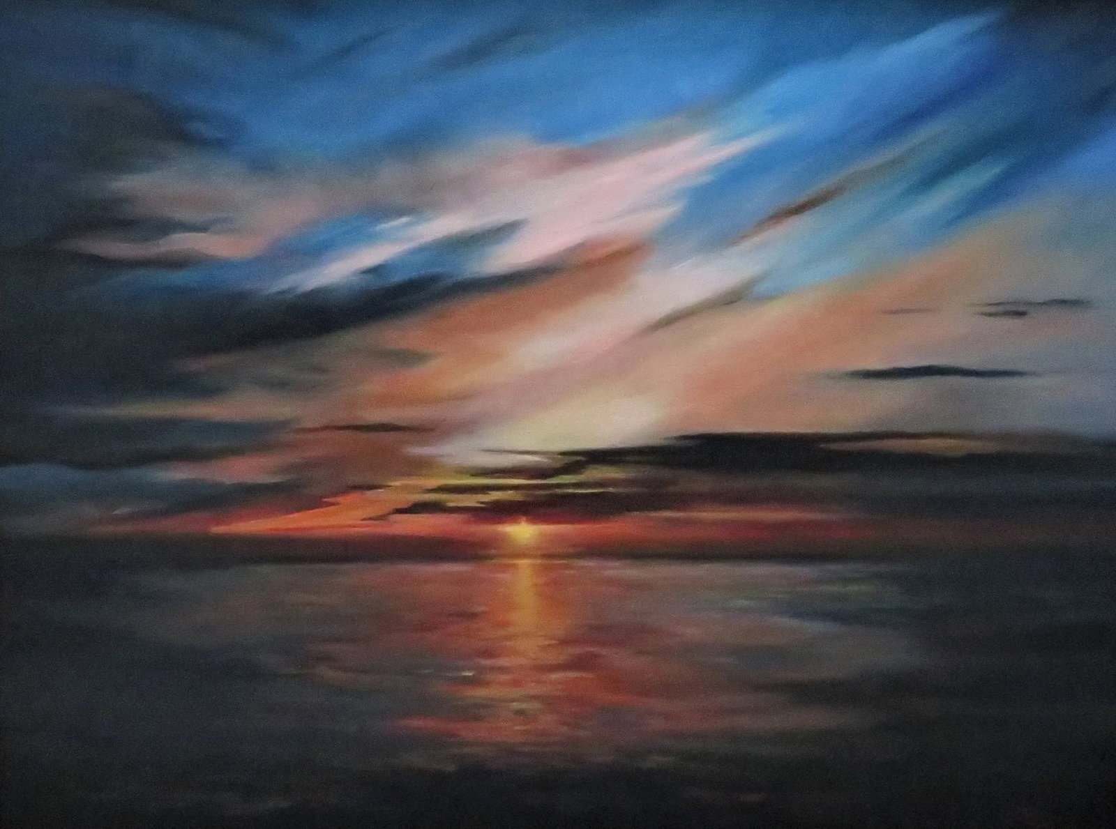 Cape Cod Seascape Oil Painting "Sunrise Over the Bay" Coastal Signed - 2